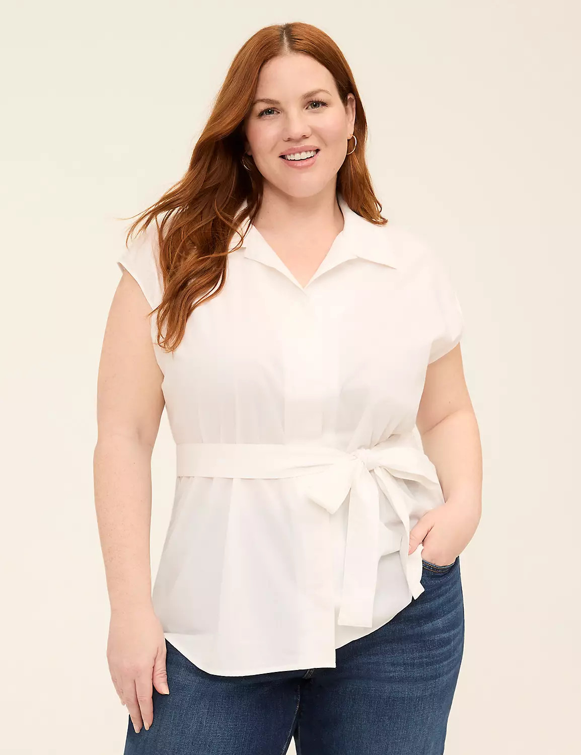 Relaxed Dolman-Sleeve Button-Front Blouse | Lane Bryant (US)
