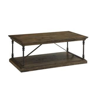 Coast to Coast Corbin 47 in. Medium Brown Large Rectangle Wood Coffee Table with Shelf 61621 | The Home Depot