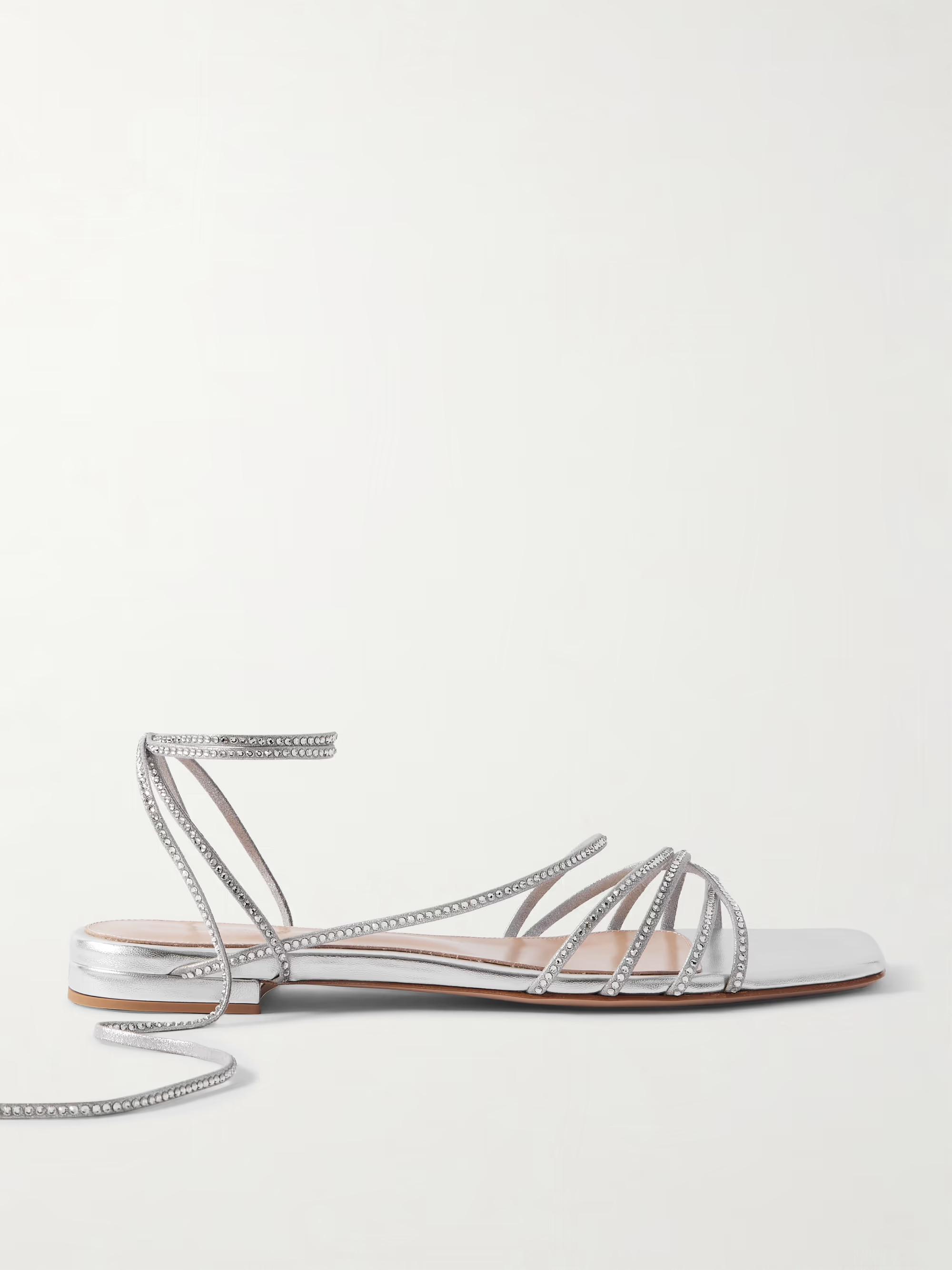 Crystal-embellished metallic leather sandals | NET-A-PORTER (US)