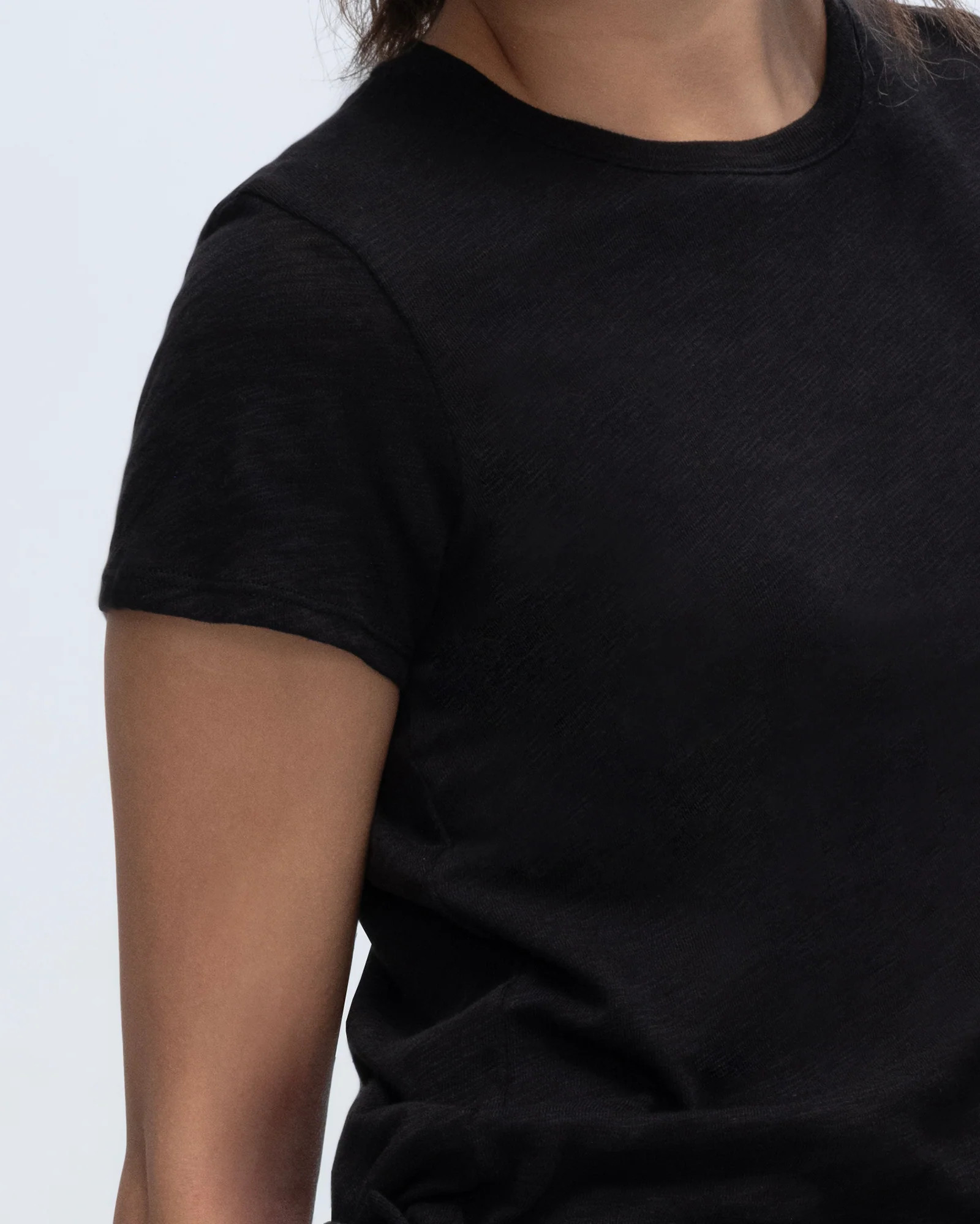 ATM Anthony Thomas Melillo Women's Slub Jersey Schoolboy Crew Neck Short Sleeve Tee - Black | ATM Collection