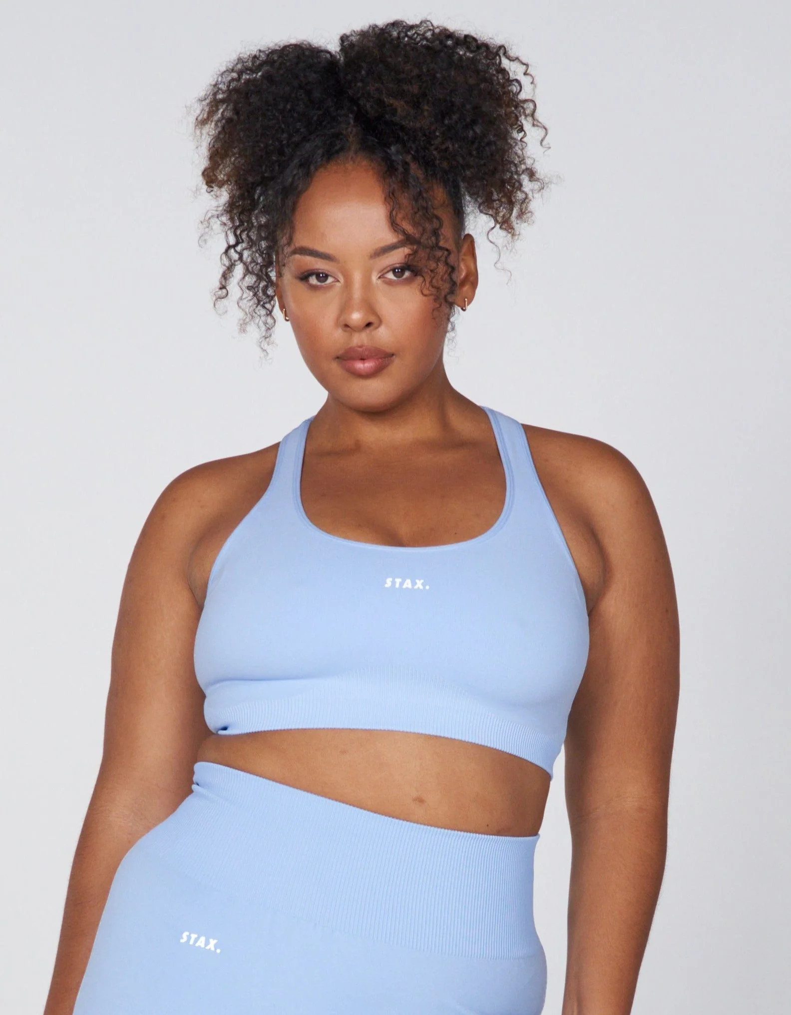 Premium Seamless Favourites Low Back Crop - Baby Blue | STAX.