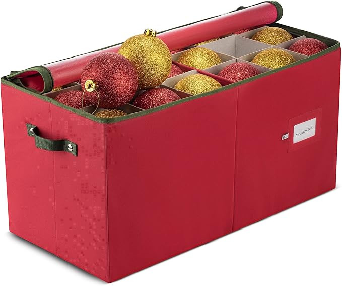ZOBER Ornament Storage Box 4-Inch, with Zippered Closure - Protect & Keeps Safe Up to 54 Holiday ... | Amazon (US)