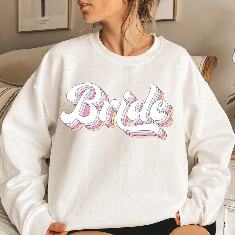 Retro Bride  Sweatshirt, Comfort Colors, Bridal Party Shirt, Groovy Bachelorette Theme Party Tee,... | Etsy (US)