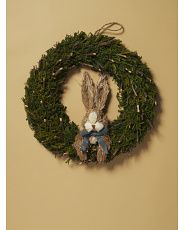 17in Faux Pine Wreath With Bunny | HomeGoods