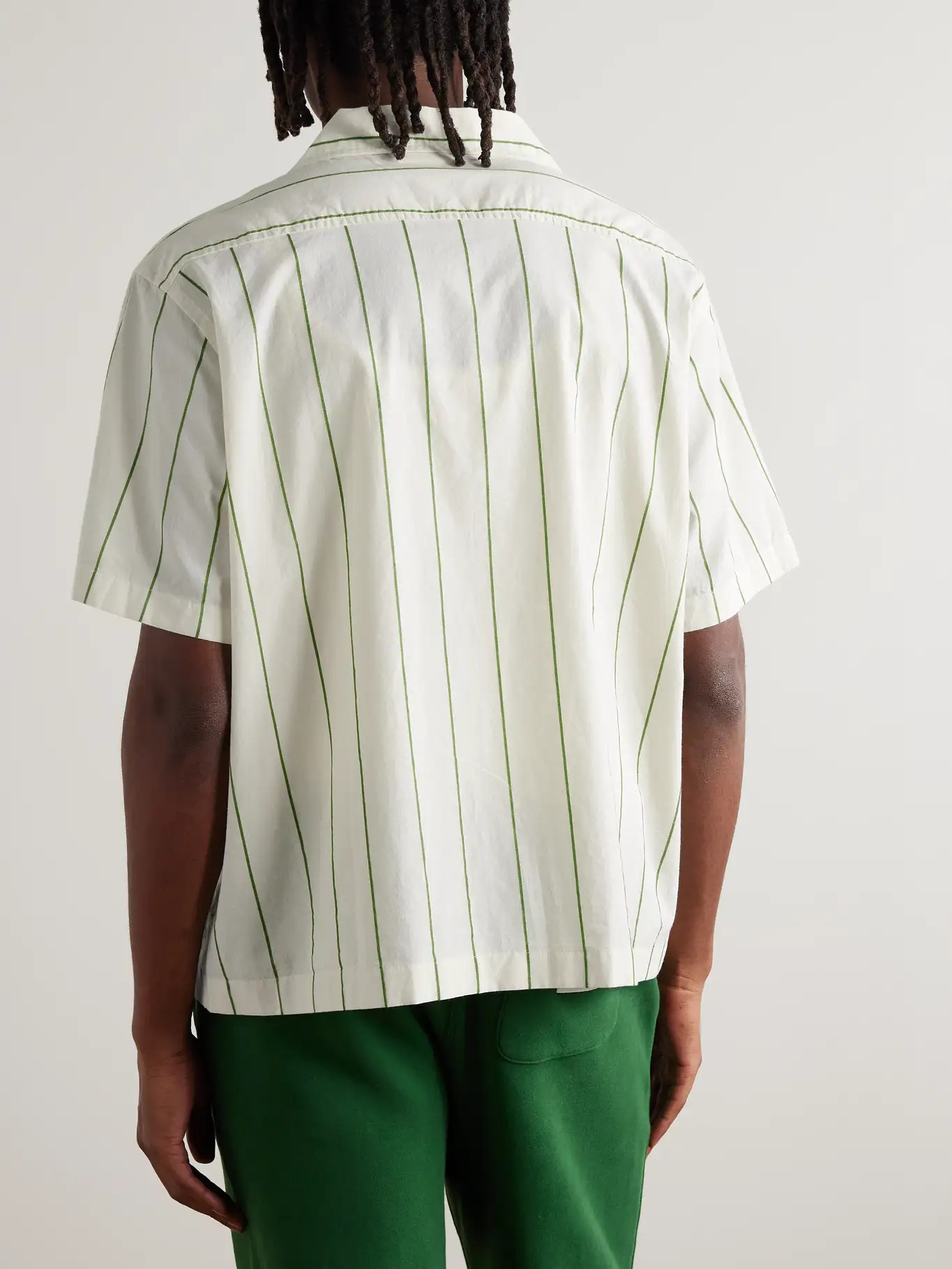 Celery Camp-Collar Striped Cotton-Poplin Shirt | Mr Porter (US & CA)