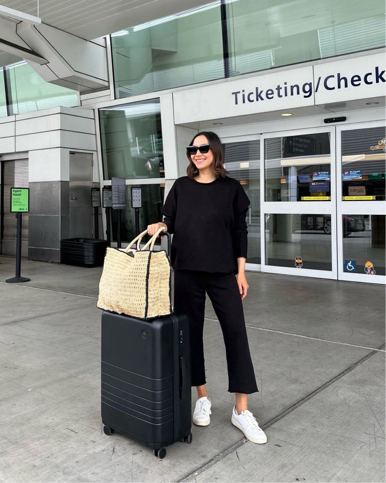 Long haul comfy travel outfit to Japan 

Frank & Eileen set xs [great bump-friendly set as well!]
Monos suitcase - medium, linked to the silver one that is part of the nsale (sale ends 8/4) 
Frye Ivy sneakers tts 

Airport outfit / travel style 

#LTKTravel #LTKxNSale