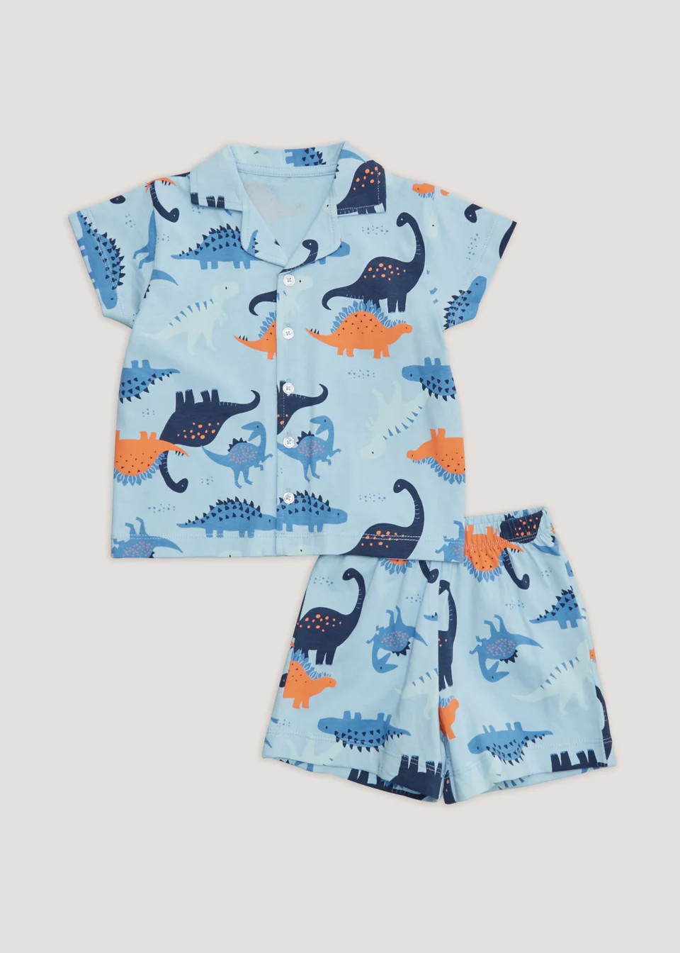Boys Blue Dinosaur Button Up Pyjama Set (9mths-5yrs) | Matalan (UK)