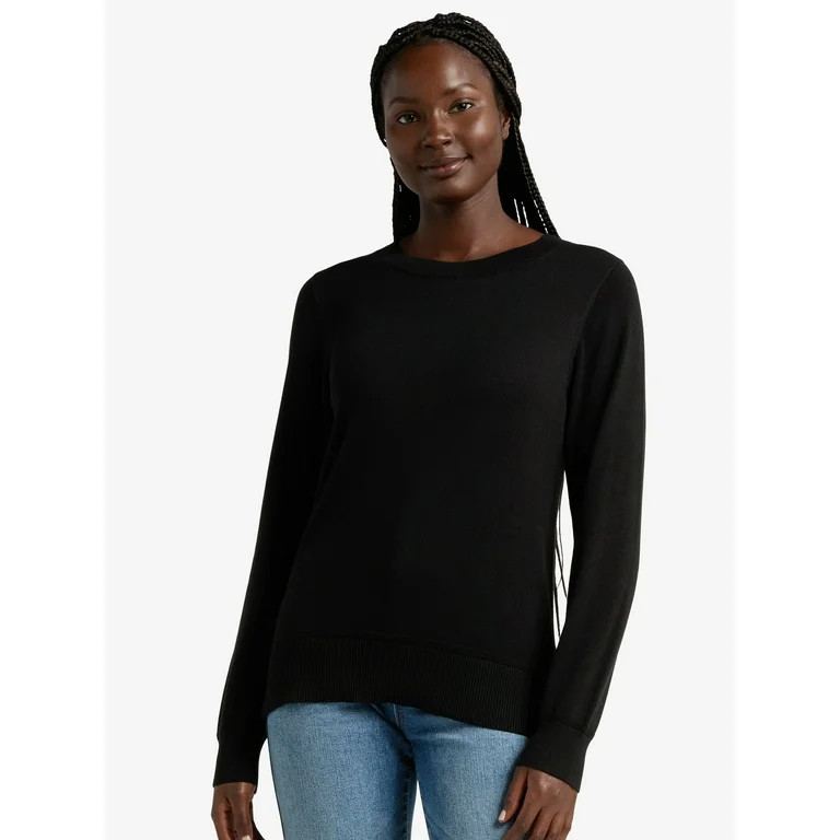 Time and Tru Women’s Fine Gauge Sweater with Long Sleeves, Lightweight, Sizes XS-XXXL | Walmart (US)