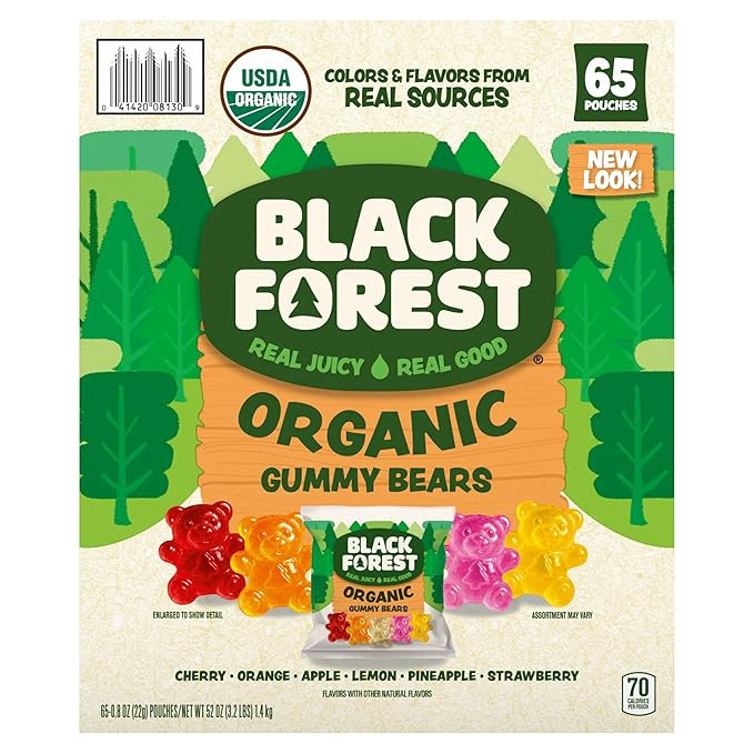 Black Forest USDA Organic Gummy Bears - 65 Pouches - .0.8Oz Each | Amazon (US)