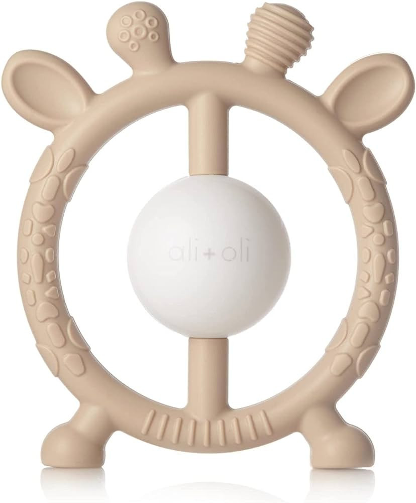 Ali+Oli Baby Teether & Rattle (Taupe Giraffe) Baby Teething Relief, Silicone Teethers for Babies ... | Amazon (US)