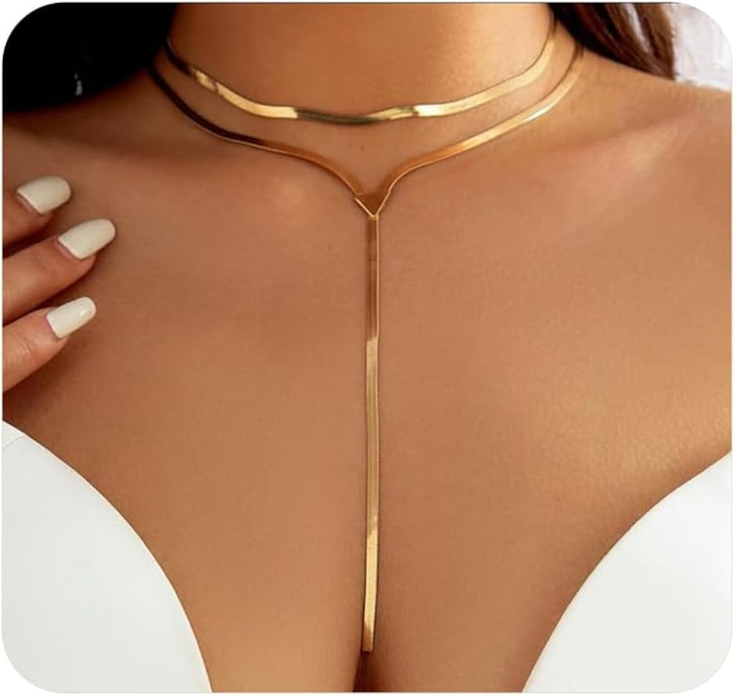 GIGB PBDK Chunky Gold Choker Necklace for Women,Trendy Silver Statement Necklace Long Snake Chain... | Amazon (US)
