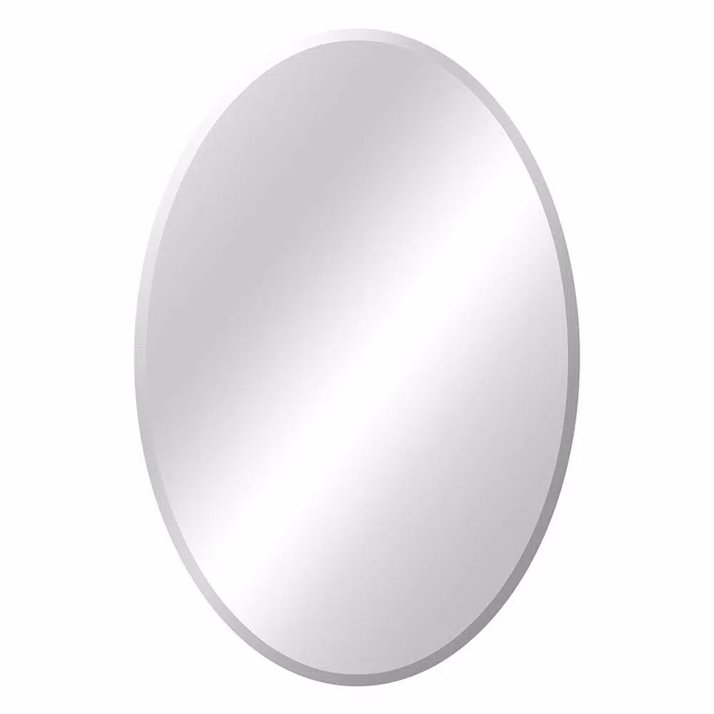 Glacier Bay 21 in. W x 31 in. H Frameless Oval Beveled Edge Bathroom Vanity Mirror in Silver-8118... | The Home Depot