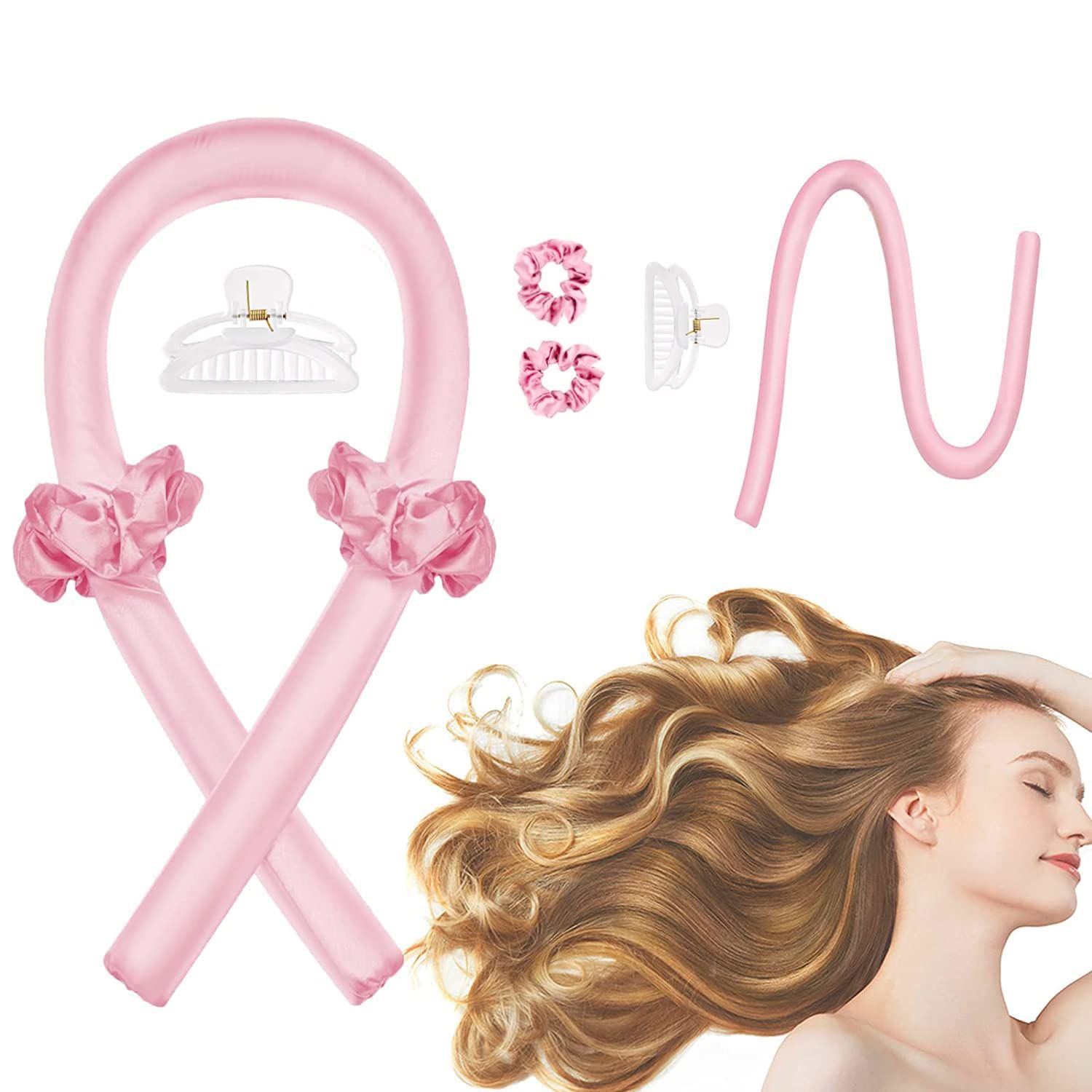 Heatless Curling Rod Headband, Hair Curlers to Sleep In, No Heat Curl Ribbon with Hair Clips and ... | Amazon (US)