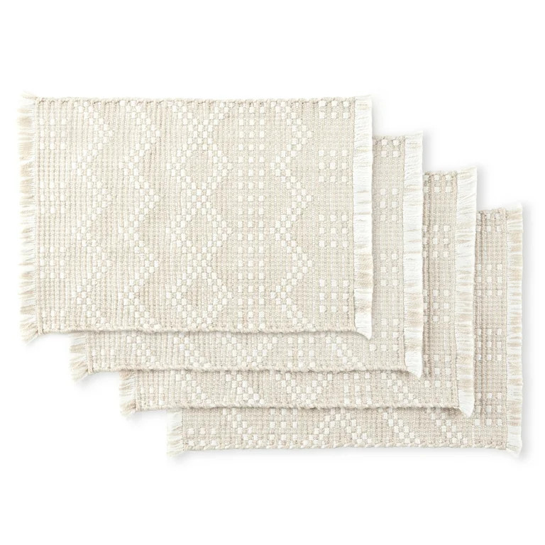 Better Homes & Garden Wisteria Vinyl Placemat Set, Beige, 14"W x 21"L, 4 Piece | Walmart (US)