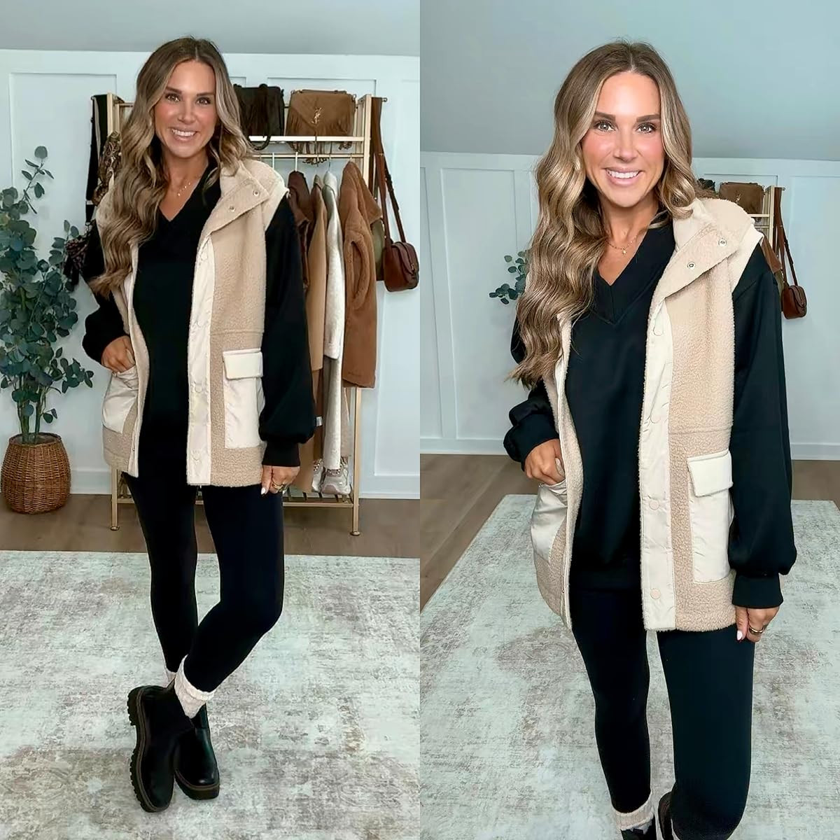 Just found my new go-to layer! This oversized sweatshirt is perfect for cozy days. Loving it paired with this fleece vest and buttery soft leggings. Both fit true to size. Chelsea boots fit true to size  

 #LTKootd #LTKSeasonal #LTKFindsUnder50