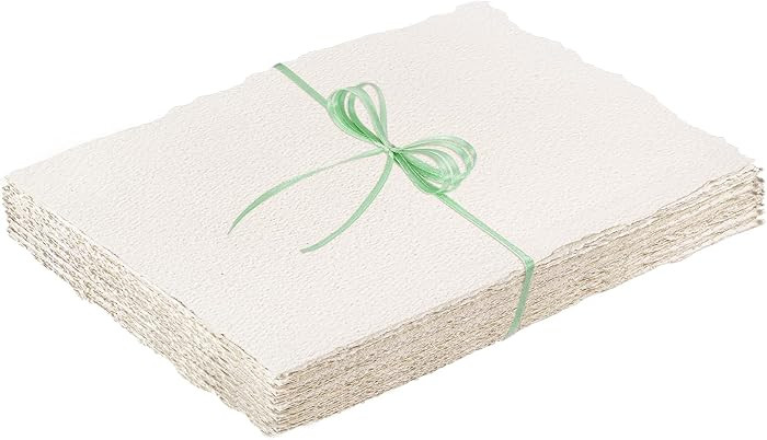 50 Sheets Deckled Edge Paper 4 x 6inch, 160 GSM Handmade Paper Rough/Textured Watercolor Paper fo... | Amazon (US)