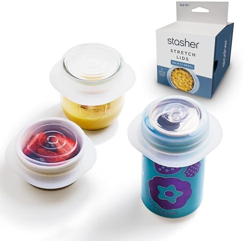Stasher Premium Reusable Silicone Stretch Lids, Clear, Lids, Airtight Seal, Food Container Covers... | Amazon (US)