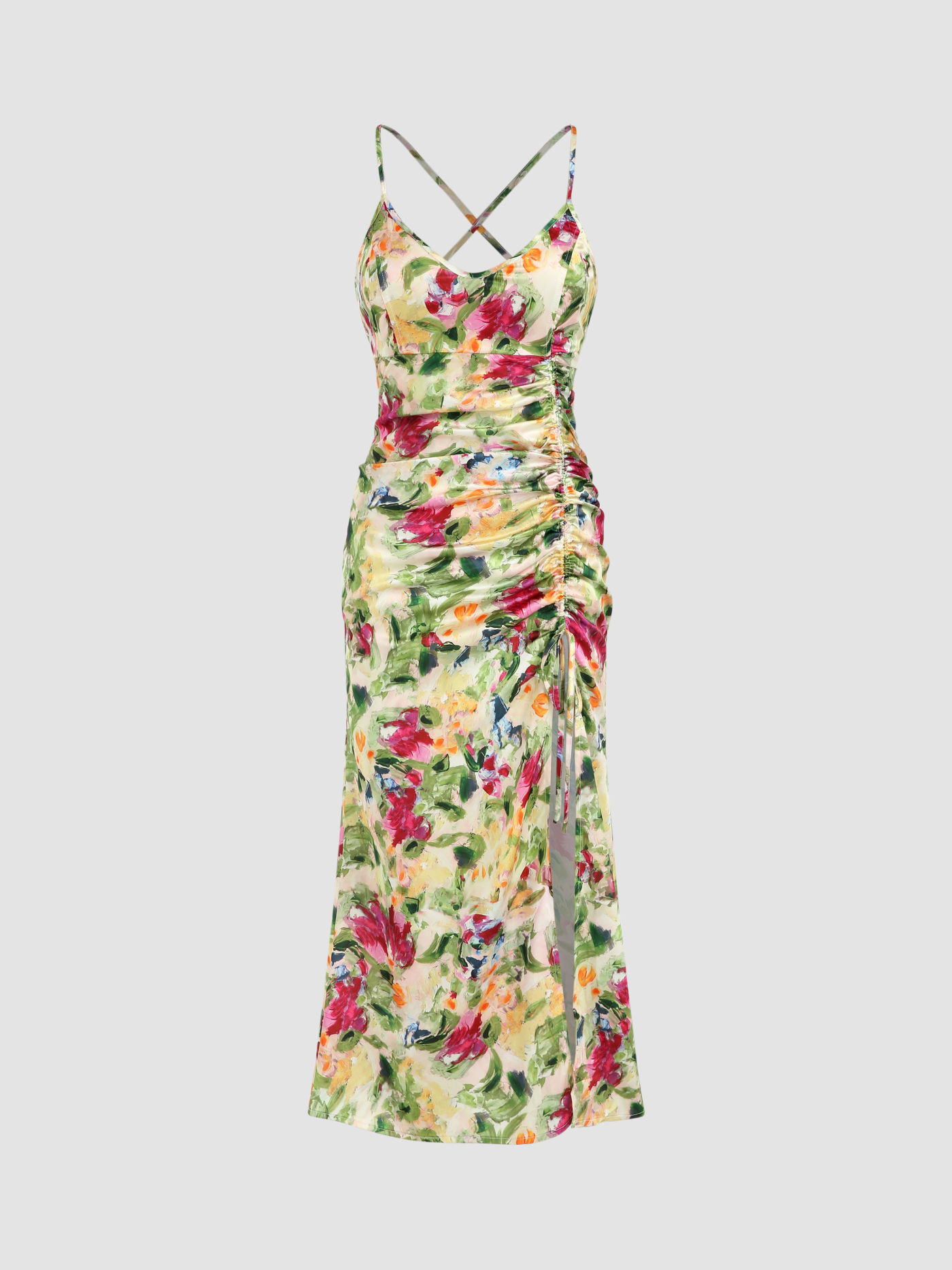 Floral Painting Drawstring Maxi Dress | Cider