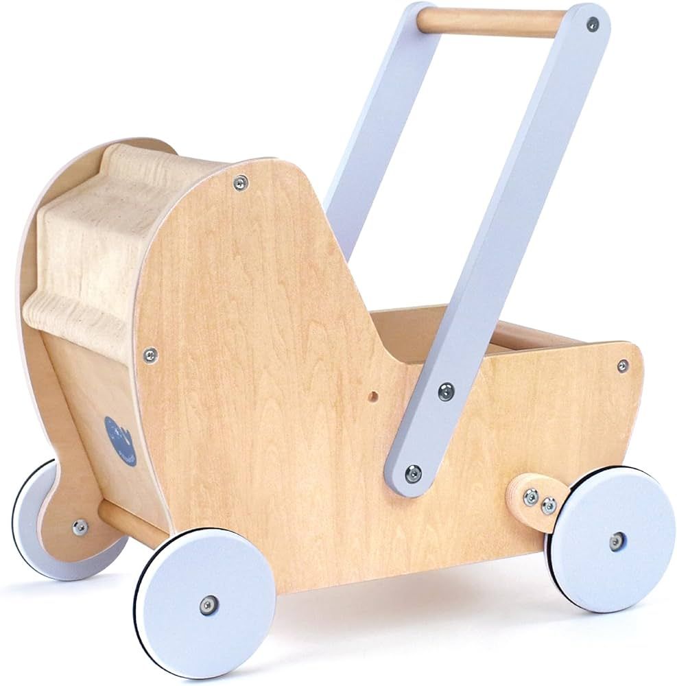 Pillowhale Wooden Baby Doll Pram Stroller,Wooden Baby Walker Push and Pull Doll Stroller,Baby Woo... | Amazon (US)