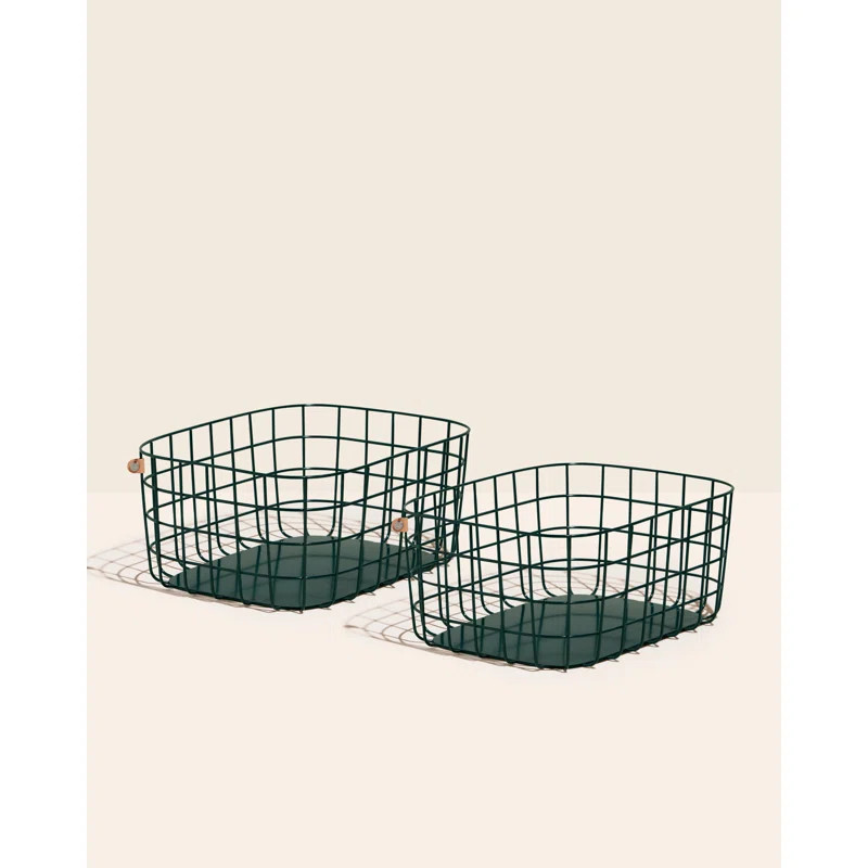 7 x 17.73 x 12.2 Dark Green Large Wire Baskets (Set of 2) | Wayfair North America