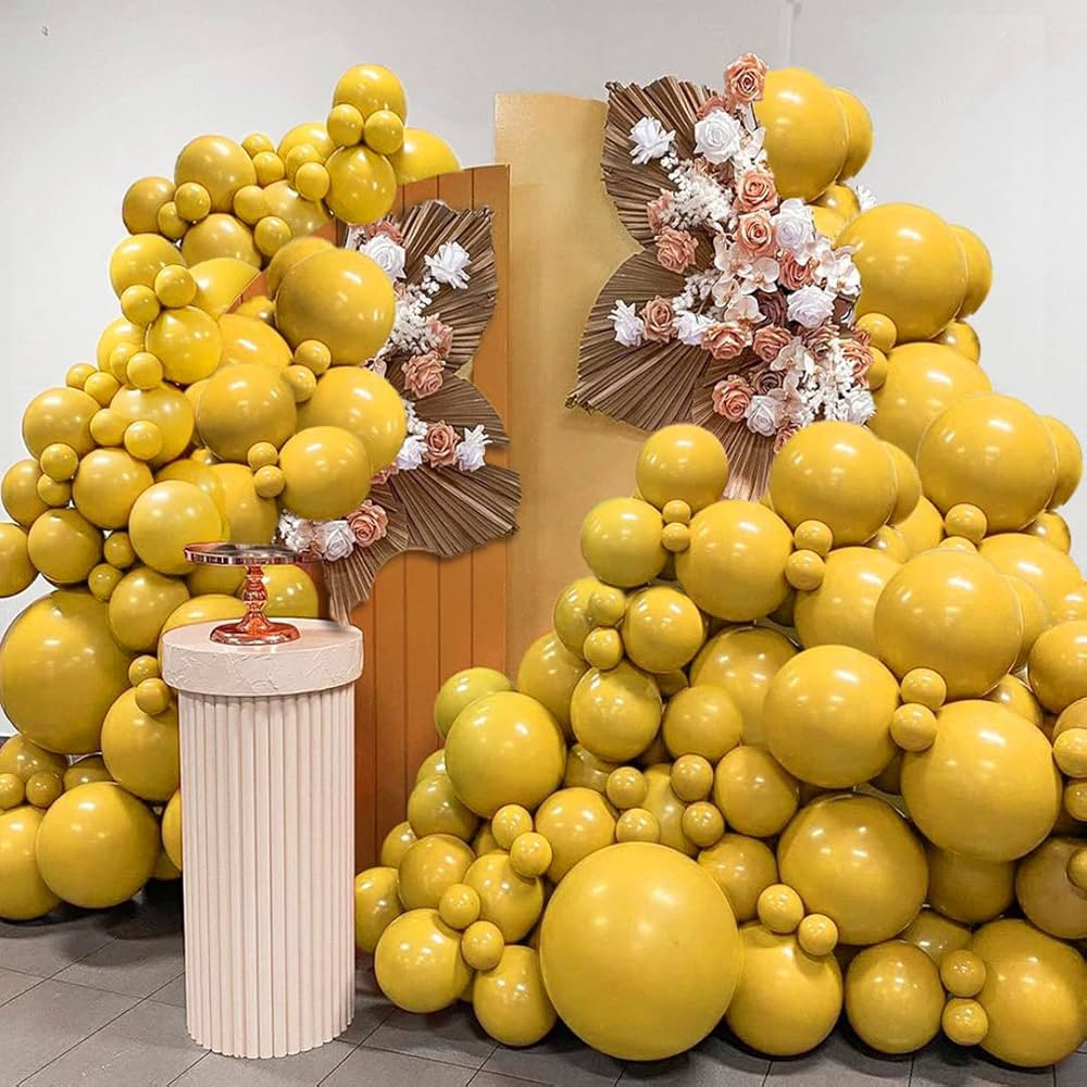 Mustard Yellow Balloon Garland Double Stuffed Yellow Latex Balloons Different Sizes 5In 12In 18In... | Amazon (US)
