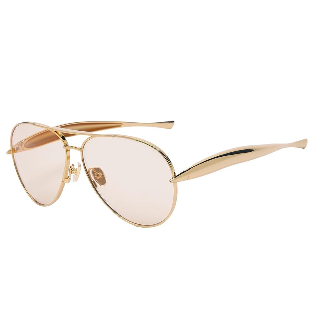 Oversized Aviator Sunglasses For Women 70s Retro 2025 Metal Shades with Gold Streamline Arms | Amazon (US)