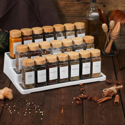 24-Piece Set Of 4-Ounce Glass Spice Jars, With Bamboo-Sealed Lids, Labeled Funnels, For A Neat And Organized Kitchen. | Wayfair North America