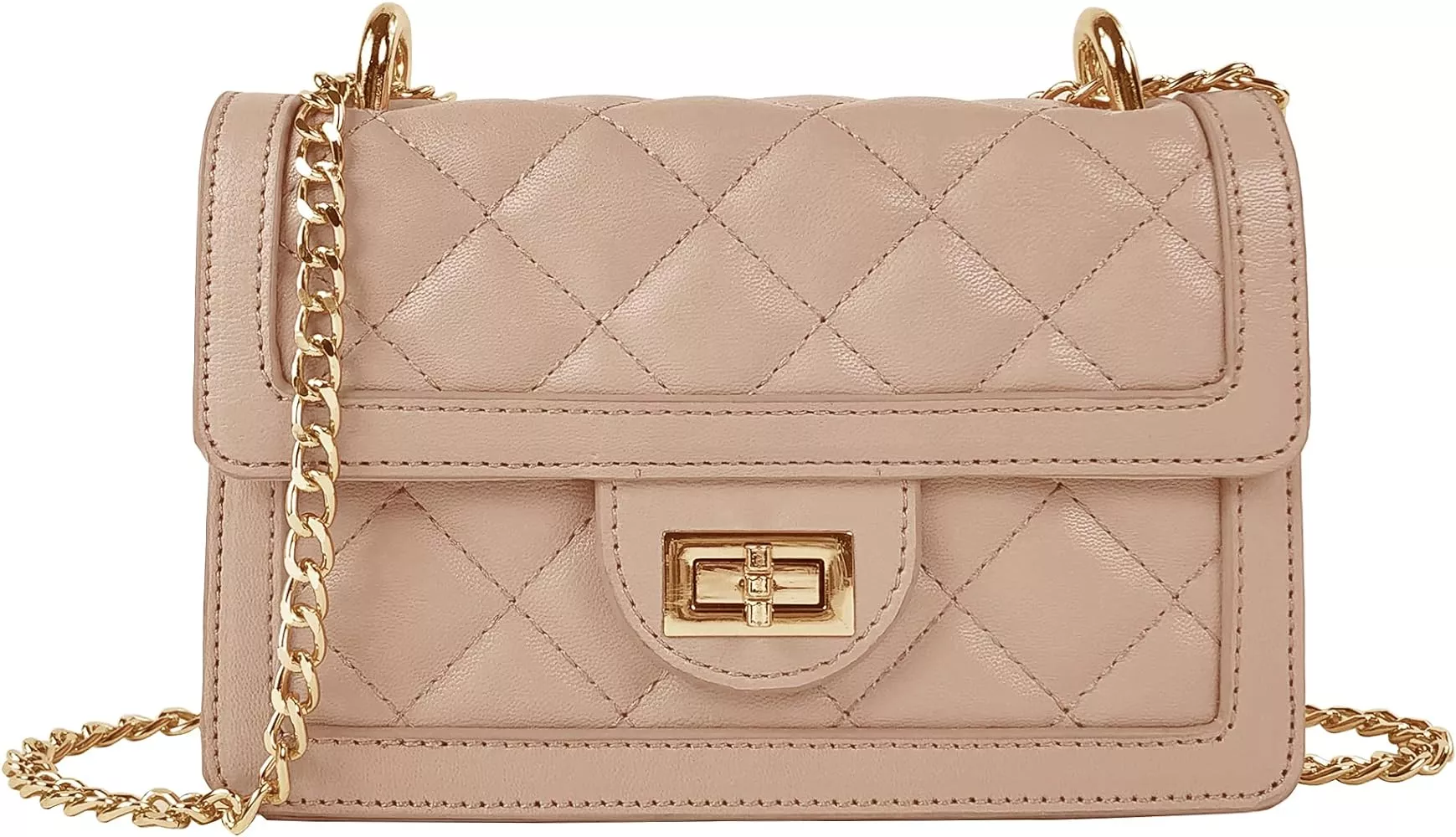 STAISE Designer Crossbody Bags for Women, Small Quilted Leather Handbags,  Trendy Womens Mini Purse, Shoulder Bag Chain Strap (Beige): Handbags