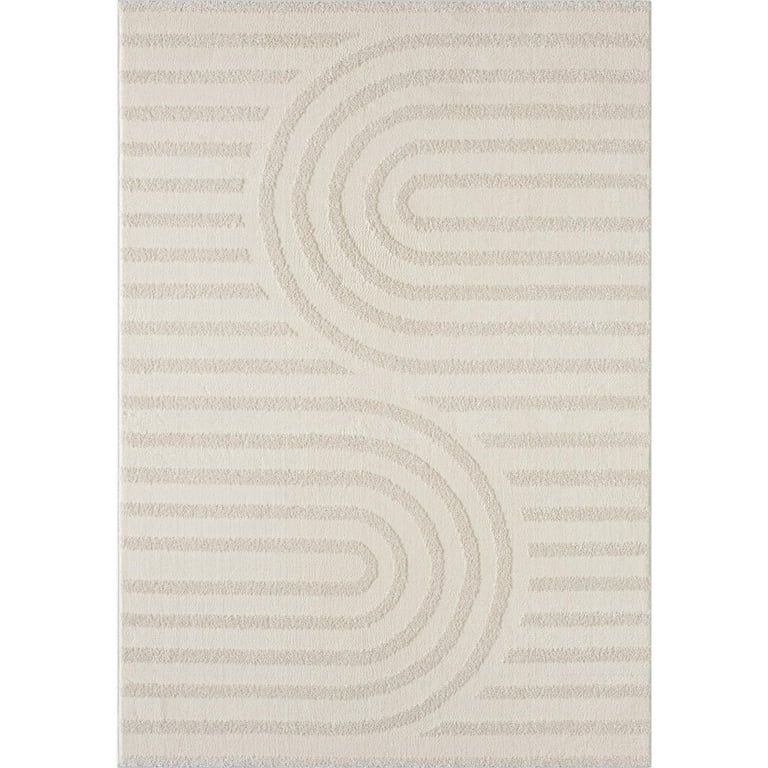 Luxe Weavers Modern Geometric Cream 8x10 Area Rug for Living Room | Walmart (US)