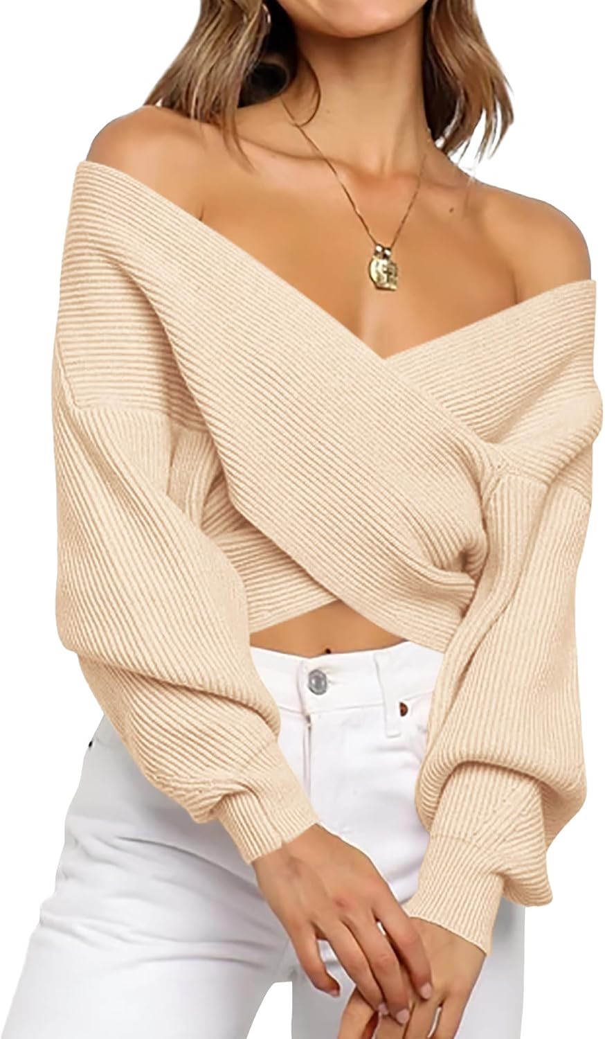 BTFBM Off The Shoulder Fall Sweaters for Women | Amazon (US)