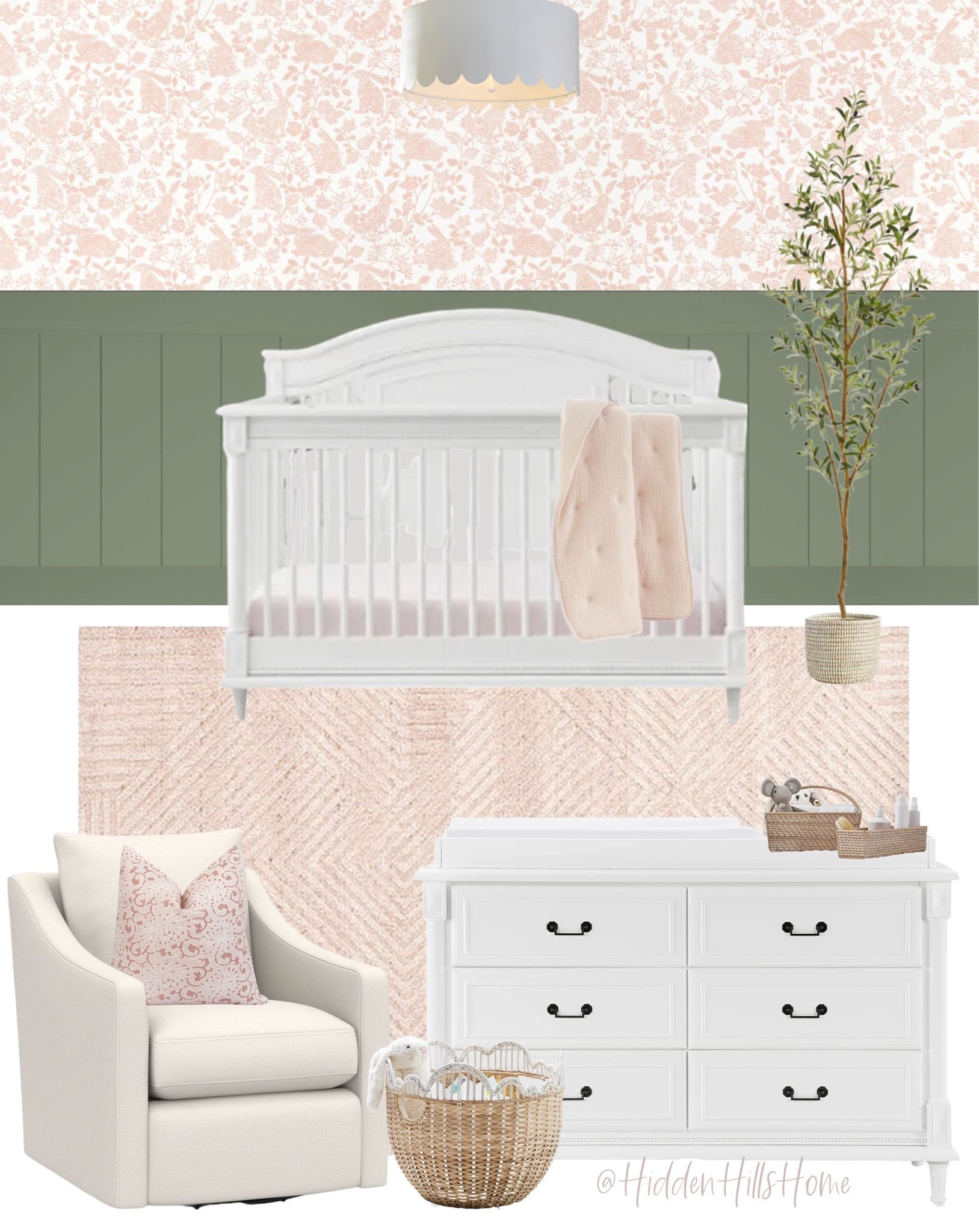 Nursery, baby girls nursery decor, pink and green nursery, cute nursery decor ideas, baby girls room, nursery mood board, crib, glider #nursery #baby

#LTKHome #LTKSaleAlert #LTKBaby