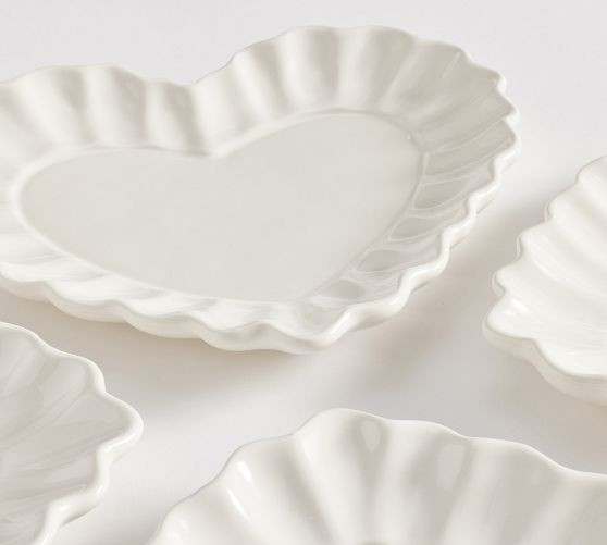 Heirloom Scalloped Heart Stoneware Appetizer Plates - Set of 4 | Pottery Barn (US)