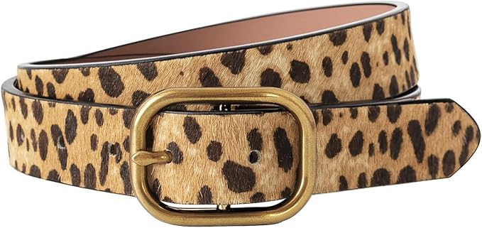 MJNUONE Leopard Print Belt for Women Leather Waist Belts Classic Needle Buckle Animal Printed for... | Amazon (US)