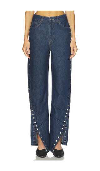 ROTATE Buttoned Wide Leg in Navy. - size 32 | Revolve Clothing (Global)