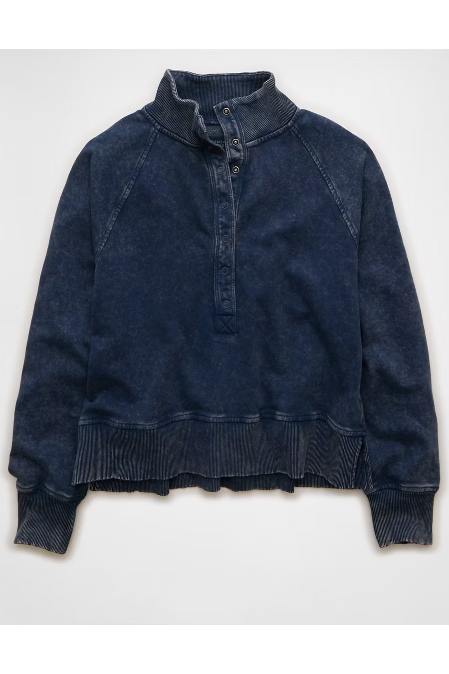 AE Big Hug Fleece Henley Sweatshirt Women's Dark Indigo XXS | American Eagle Outfitters (US & CA)