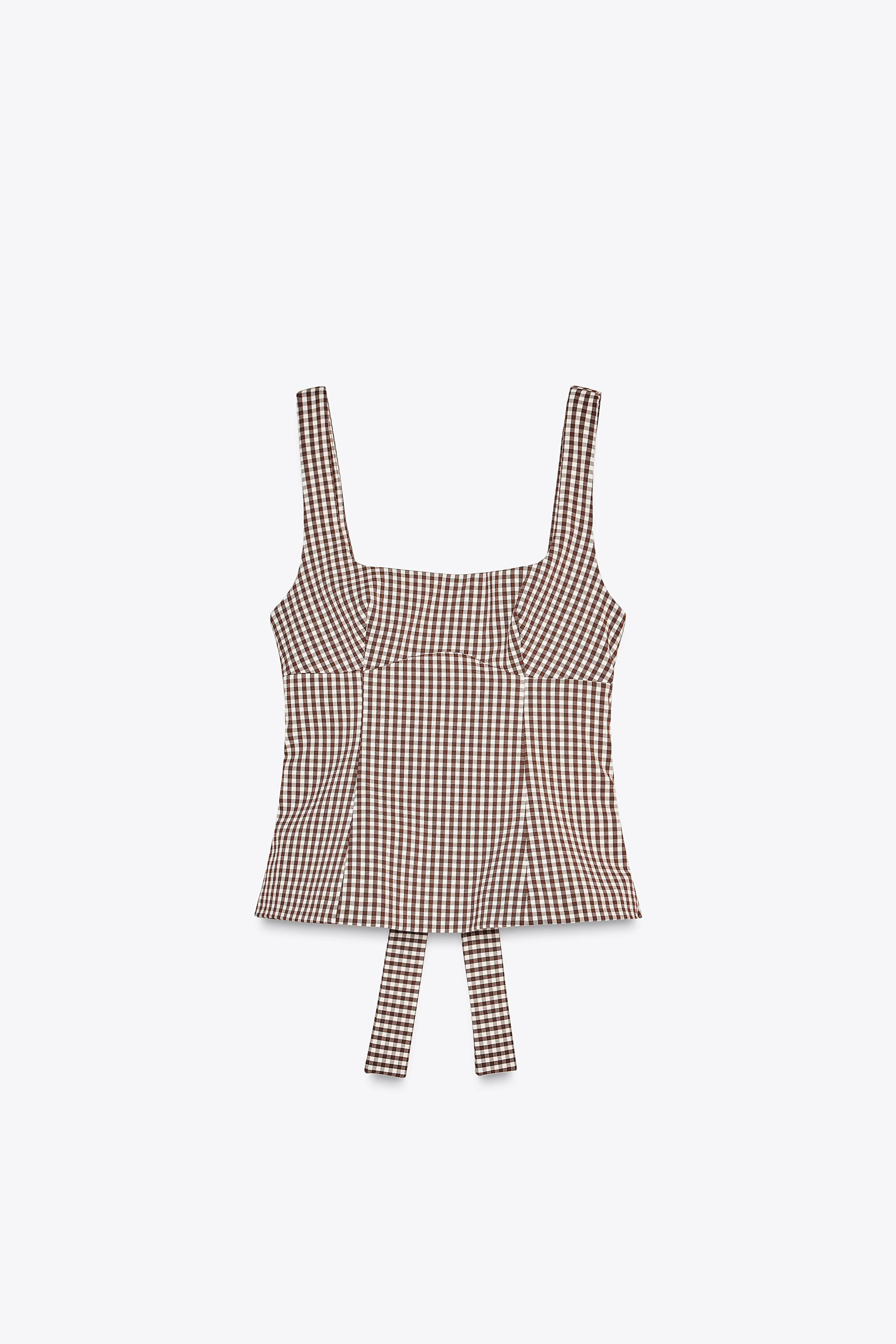GINGHAM TOP WITH BOW | Zara US