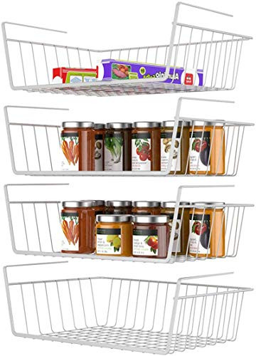 Under Shelf Basket, Veckle 4 Pack Under Shelf Wire Baskets Hanging Baskets Under Shelves Storage Rac | Amazon (US)