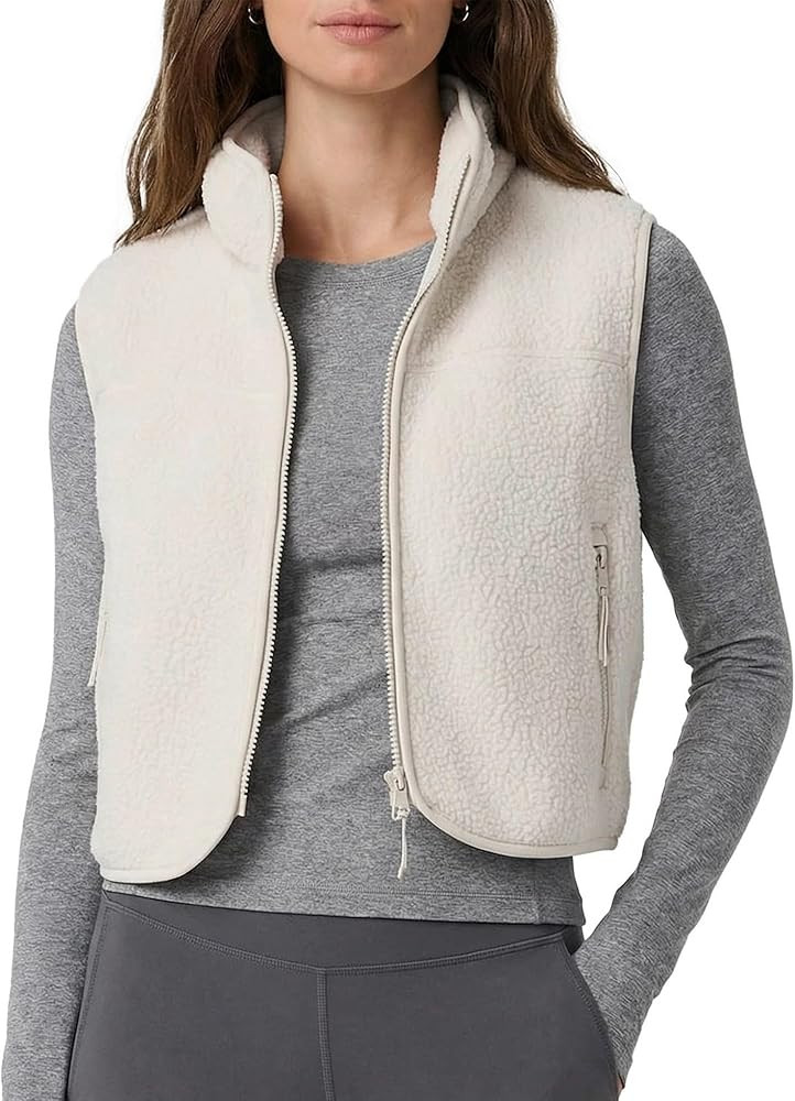 Cozy Fleece Vest Women Sleeveless Full Zip Cropped Sherpa Jackets Mock Neckline Oversized Outwear... | Amazon (US)