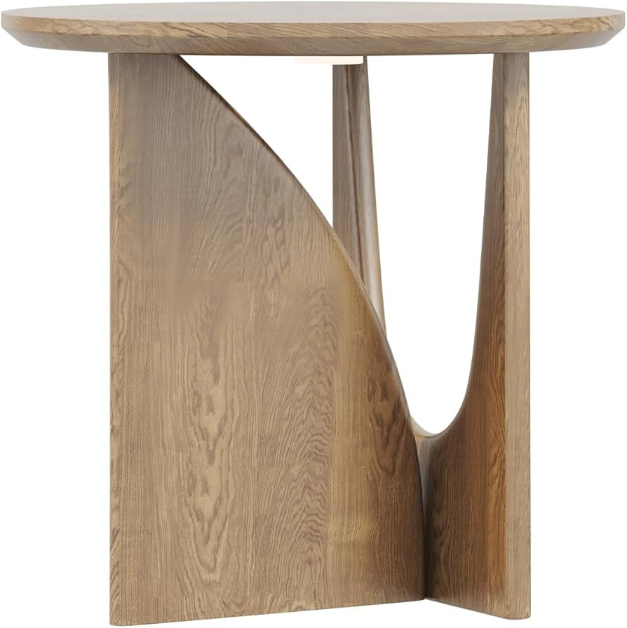 Solid Wood Round Side Table, Mid-Century Modern End Table/Nightstand with Subtle Motion Sensor Li... | Amazon (US)