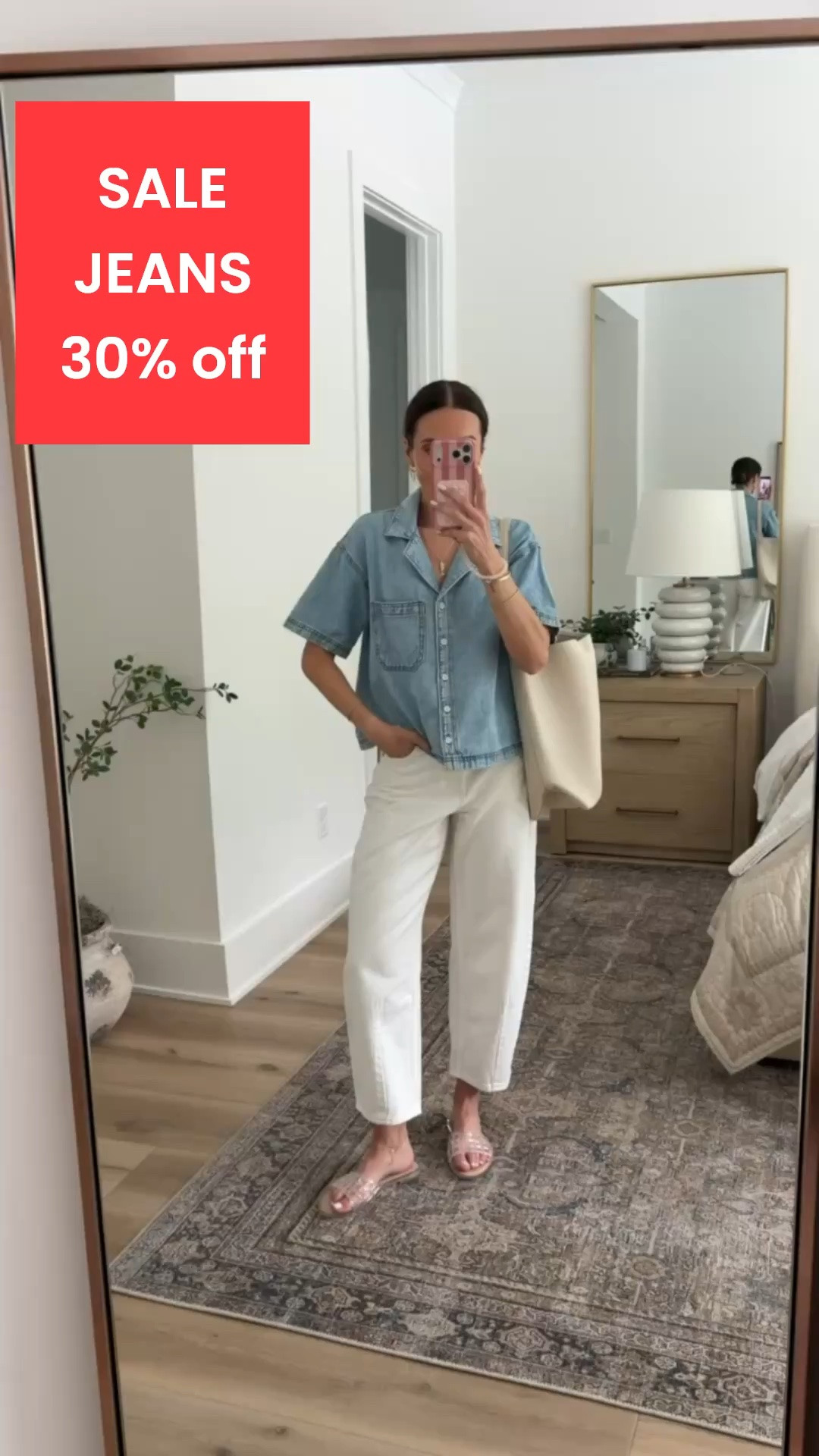 Target barrel jeans 30% off, I'm wearing XS in denim shirt and size 2 in jeans.

#LTKSaleAlert #LTKOver40