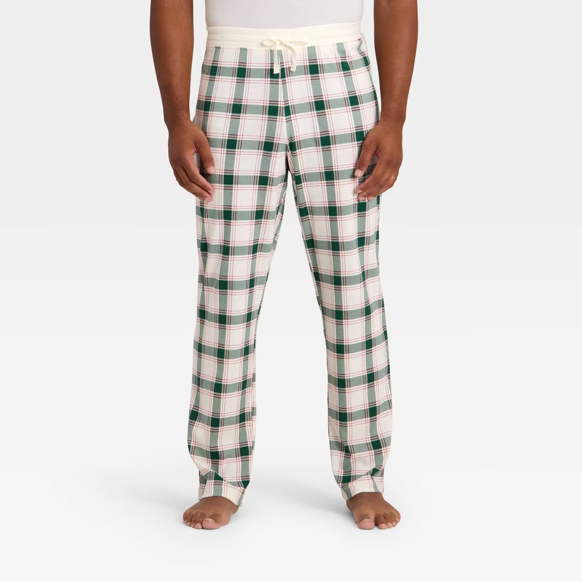 Men's Plaid Ribbed Holiday Matching Family Pajama Pants - Wondershop™ Cream | Target