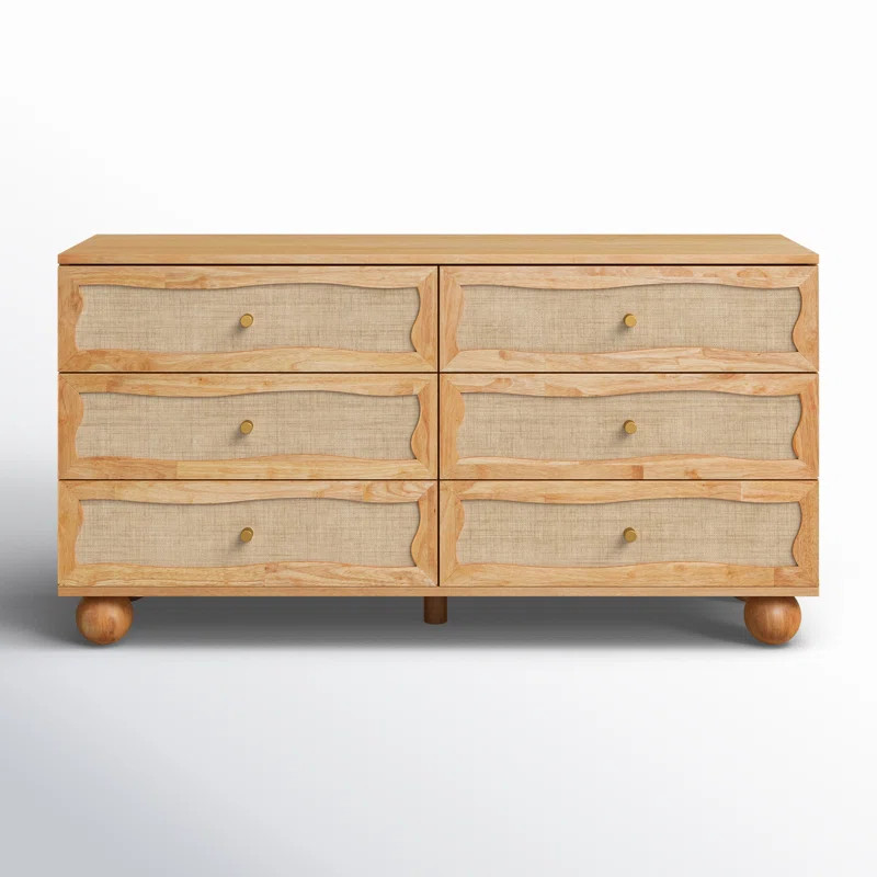 Tourmaline Natural Wood & Rattan Wavy Dresser | Joss & Main