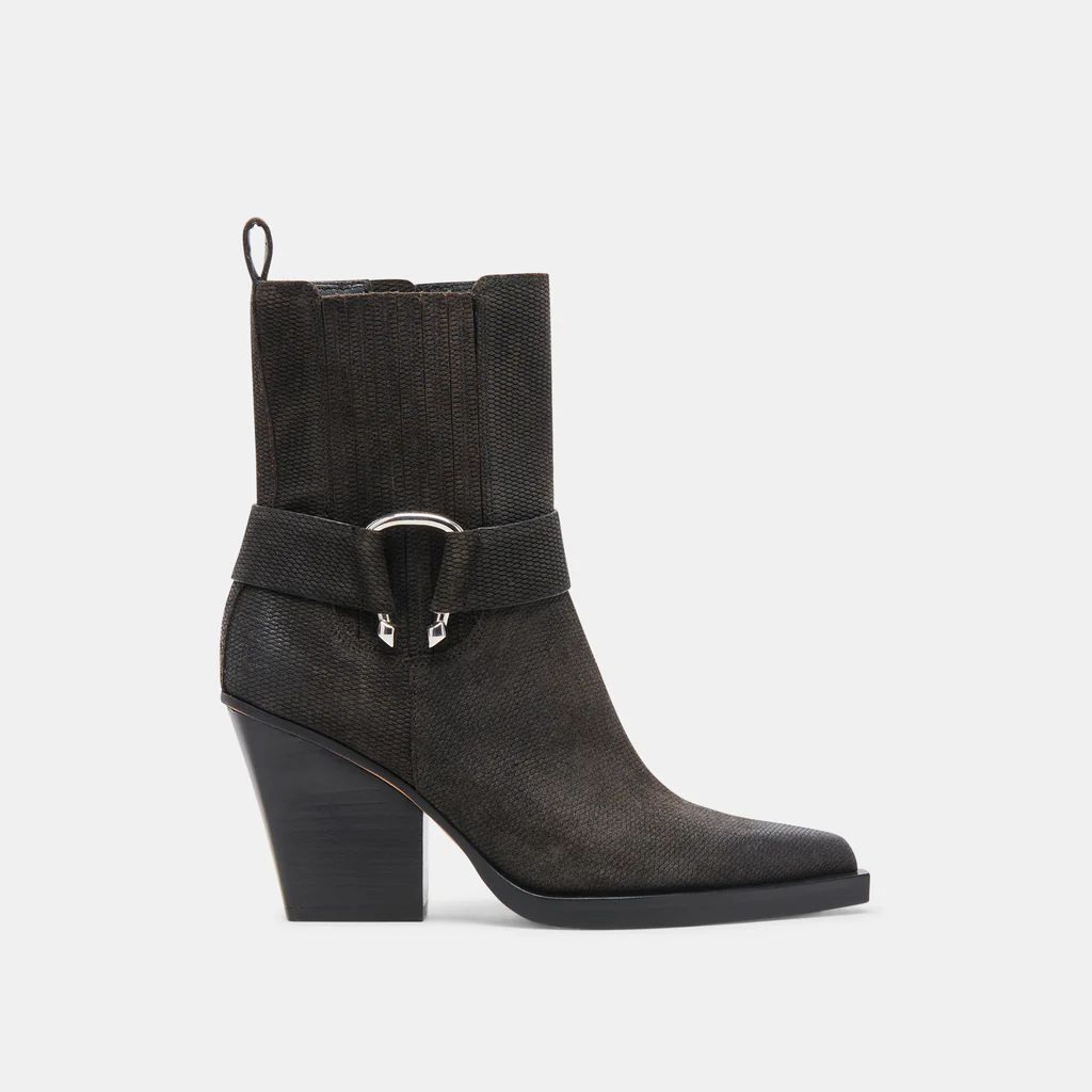 BOUNTY BOOTS ONYX EMBOSSED SUEDE | DolceVita.com