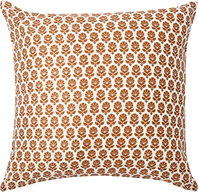 Amazon.com: Creative Co-Op 20" Square Block Print Pillow Decorative Pillow Cover, 20" x 20", Sien... | Amazon (US)