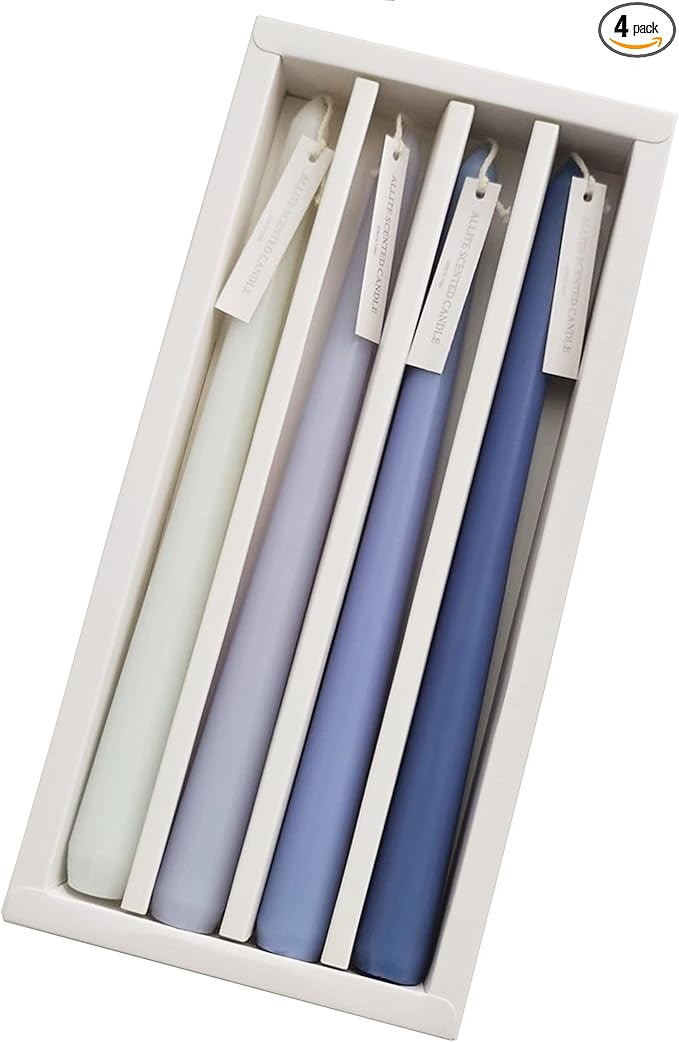 Sea Salt Scented Gradient Color Scented Taper Candles Smokeless Candle Sticks Long Candles Wax Co... | Amazon (US)