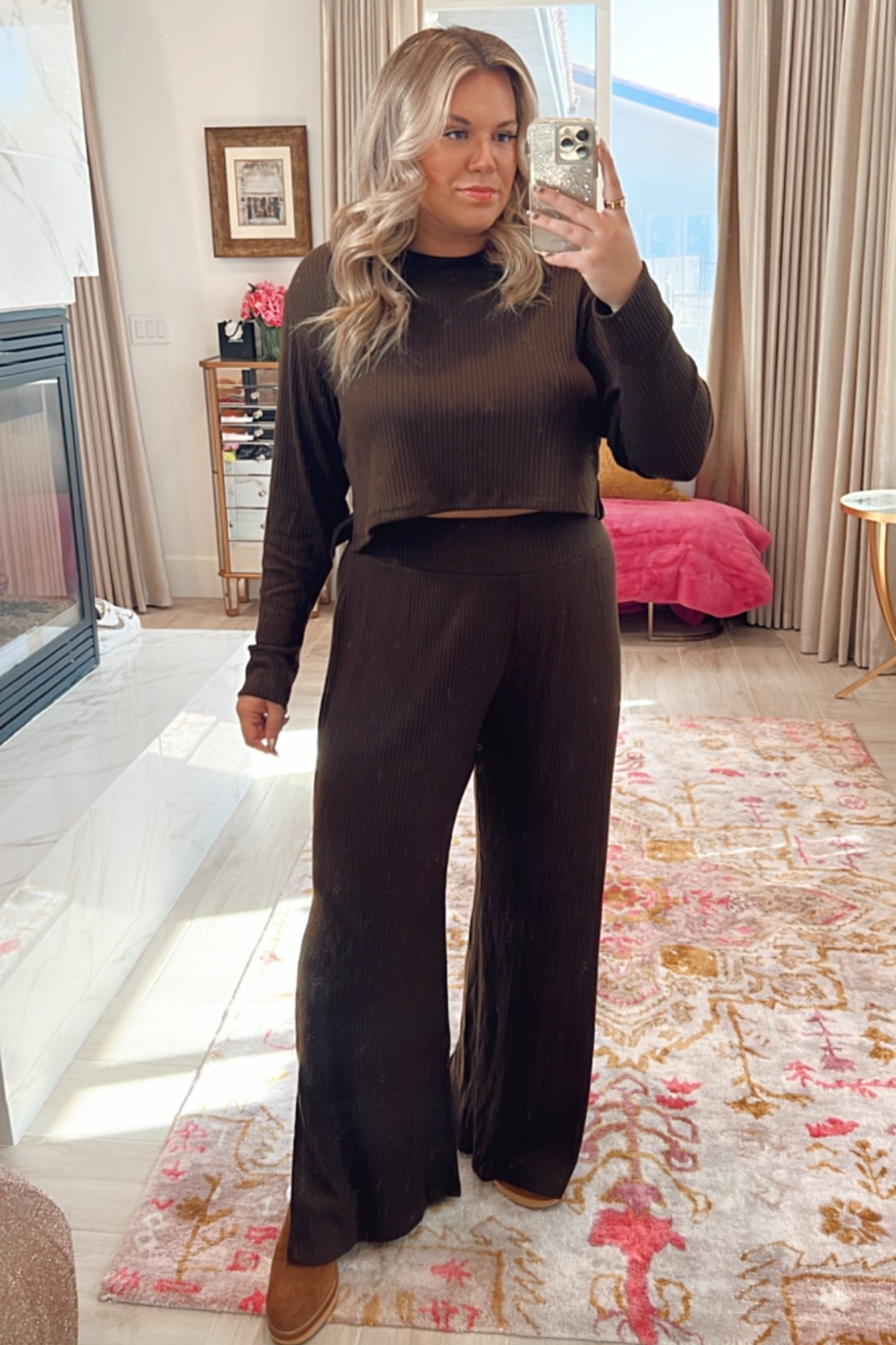 curvy fall style chocolate brown set! wearing size xl in top and bottoms 

#LTKSeasonal #LTKcurves #LTKunder50