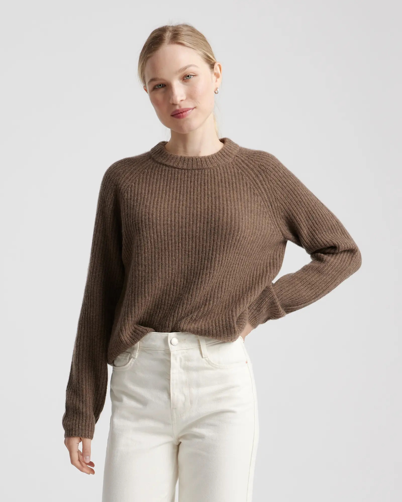 Lightweight Mongolian Cashmere Fisherman Crewneck Sweater | Quince