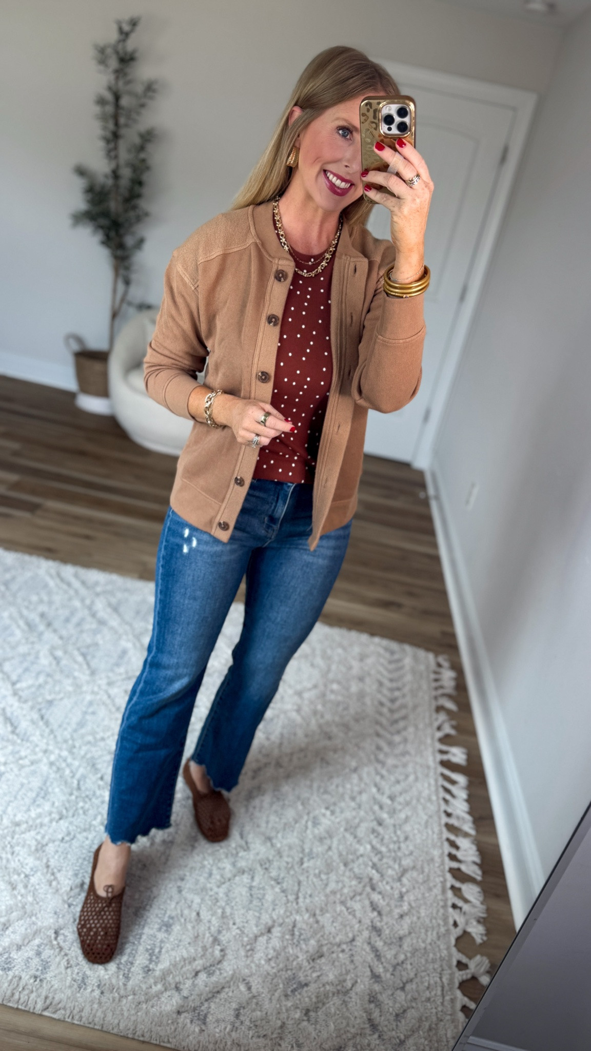 Daily try on, Maurices, kick flare jeans, polka dot top, bomber cardigan

#LTKootd #LTKSaleAlert