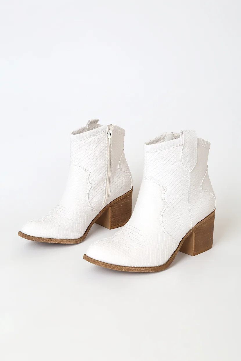 Unite White Snake Ankle Booties | Lulus (US)