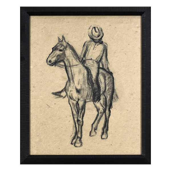 Glass Framed Cowboy on Horse Printed Wall Art, 18x22 | At Home